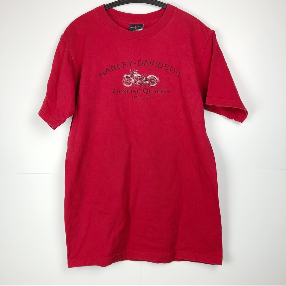 Harley Davidson Columbus Ohio Ad Farrow Red Tee